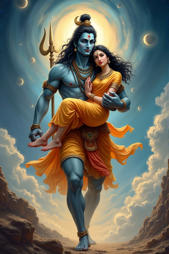 Mahadev haatho Mai Parvati ko lekar aate hue