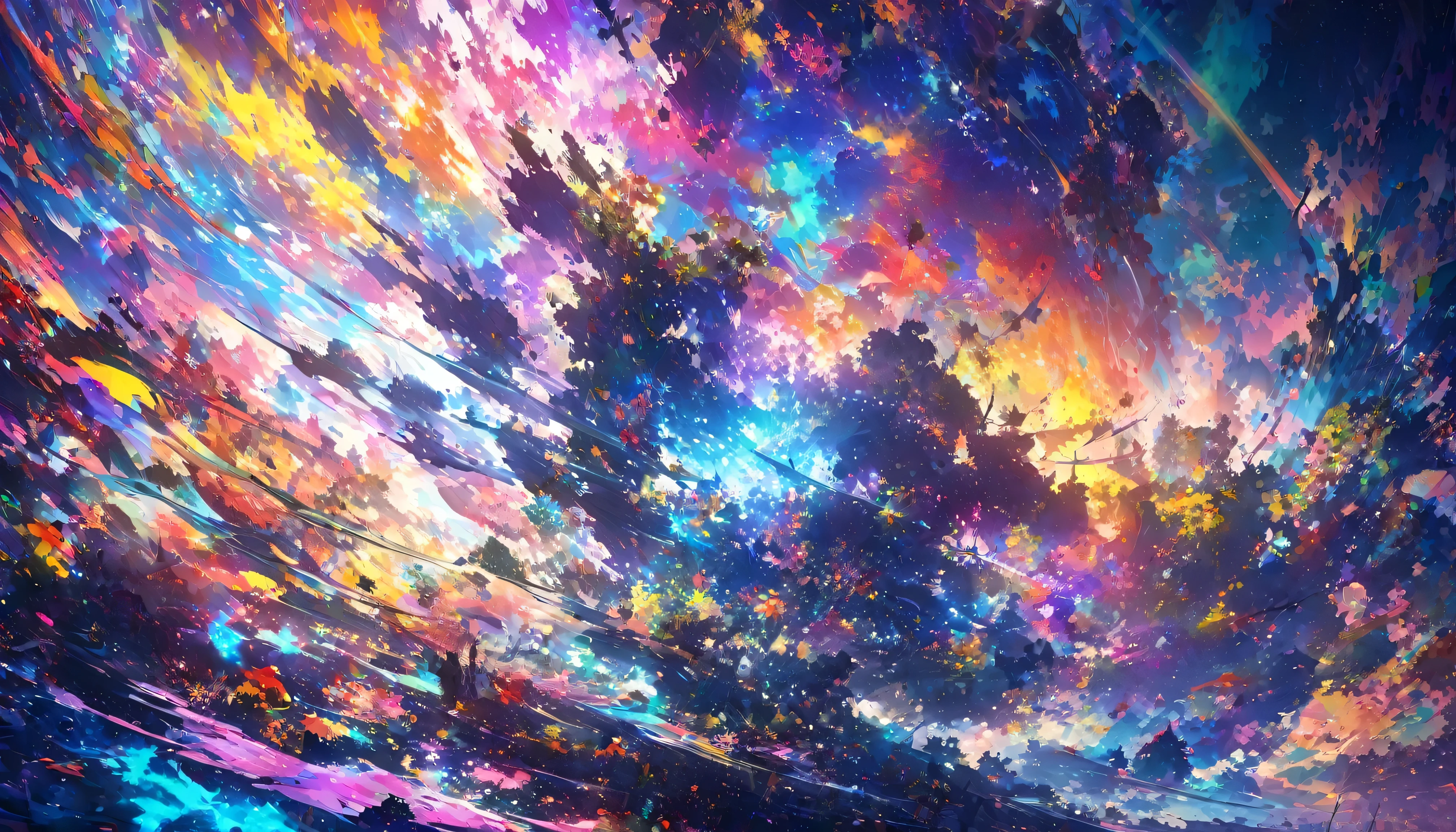 Close-up of a person holding a sword in front of a colorful background, anime art wallpaper 4k, anime art wallpaper 4k, Super colorful, anime abstract art, Dreamy psychedelic anime, Detailed anime art, Anime Style 4k, Anime Art Wallpapers 8K, Detailed digital anime art, Complex and gorgeous anime CGI style, Anime style digital art, By Yuumei