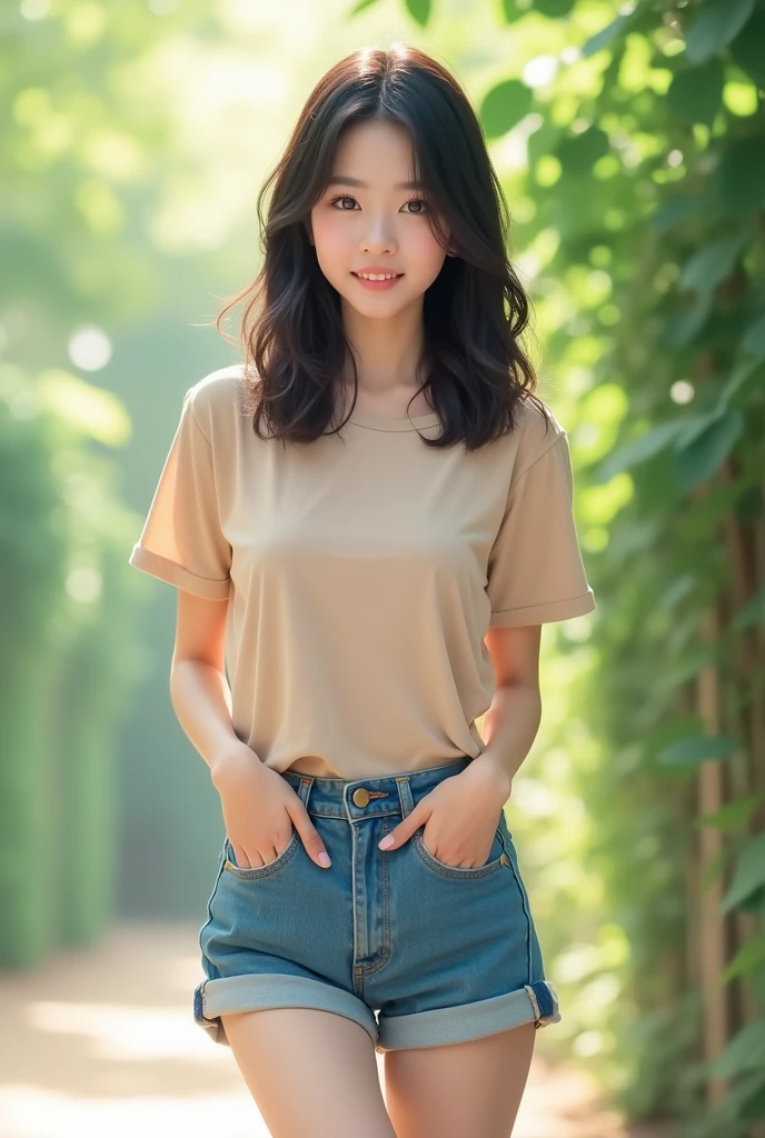 Korean girl in short pants