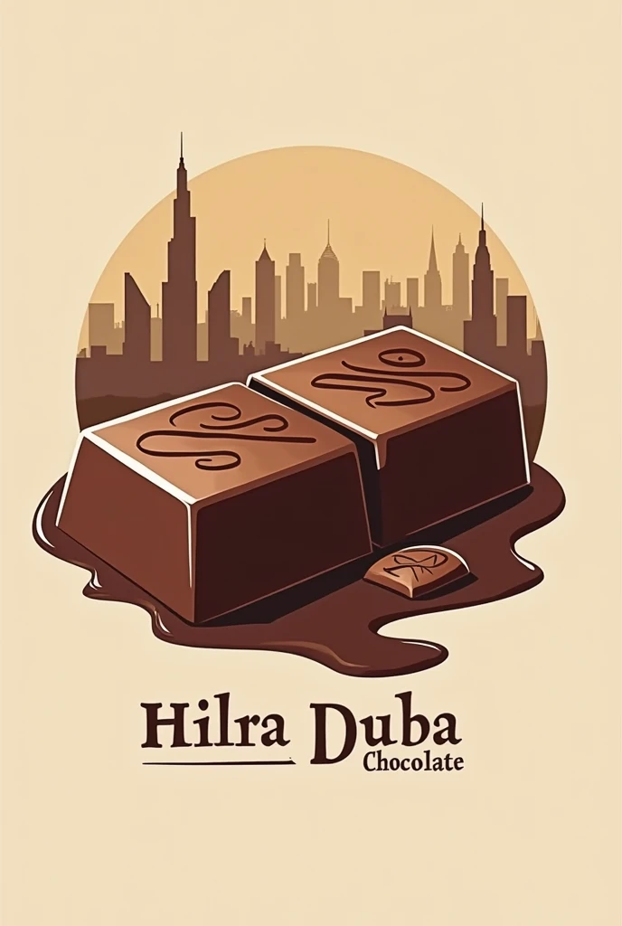 Make me a dubai chocolate logo named hilra dubai chocolate, make it chocolaty, make it in a way that no one has it, something new 