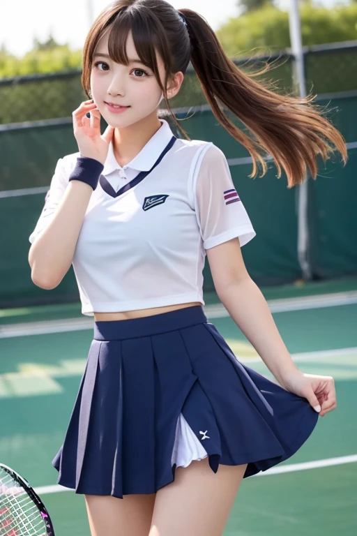 cute､high school girl､Idol､Tennis Wear､mini skirt､See-through､Fluttering in the wind