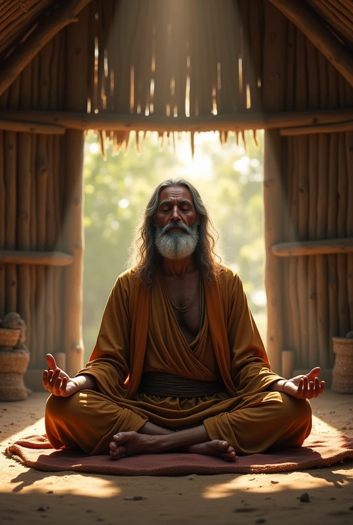 The yogi meditating in the hut did not open his eyes