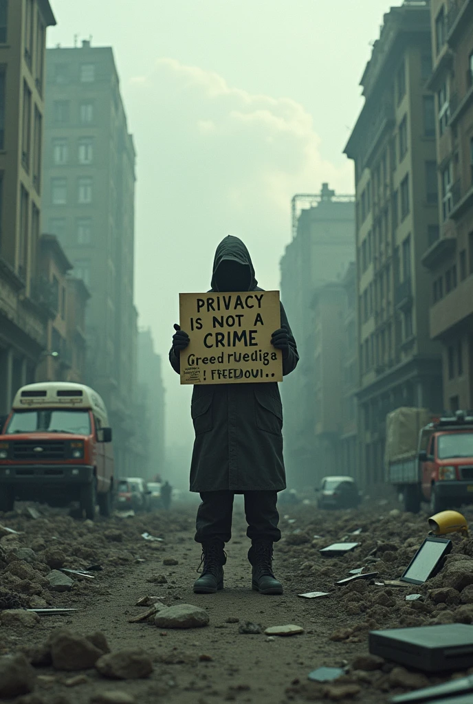 An apocalyptic image that puts: Privacy is not a crime. free durov!