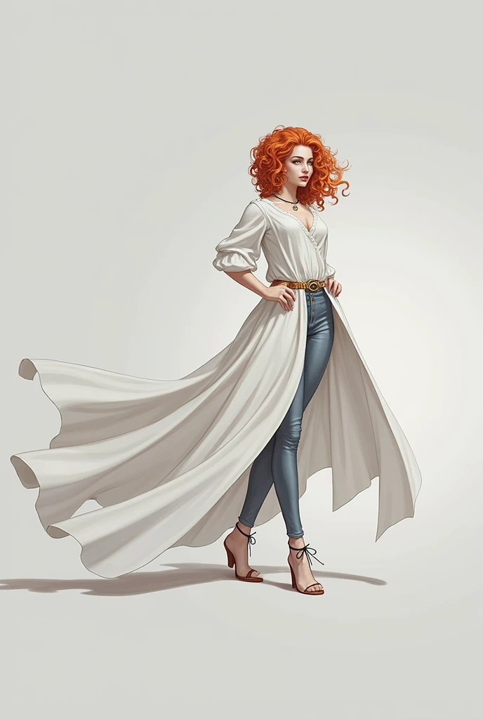 Zofia Nowacka is a woman who stands 173 cm tall and weighs 65 kg. Her body has an inverted triangle shape with measurements of 87 cm bust, 65 cm waist, and 95 cm hips. Zofia has well-developed muscle tone, with visible abdominal muscles and defined arms. Her chest size is approximately a B-cup. Her skin is fair, with a porcelain tone and a cool undertone similar to that of Norwegians. Her face is oval-shaped, with a face length of approximately 19 cm and a width of 13 cm. She has a well-defined jawline and a slightly pointed chin. Her forehead is of medium height, about 6 cm. Her eyebrows are of medium density, 1 cm in width, with a gentle arch above large, almond-shaped eyes measuring 3 cm by 1.2 cm, which are blue in color. Her eyelashes are long, about 1 cm in length. Zofia's hair is bright red with copper undertones, naturally curly with curls approximately 2 cm in diameter. Her hair is voluminous, reaching mid-back with a length of about 50 cm. Her ears are small, about 5 cm in height, close to her head, and mostly hidden under her thick hair. The skin on her face has a cool ivory undertone (approximately 25 in the L* scale). Her cheeks have a soft blush (approximately 30 on the a* scale). Her lips are medium-sized, 4 cm in length, with a natural rosy hue (approximately 50 on the L* scale)