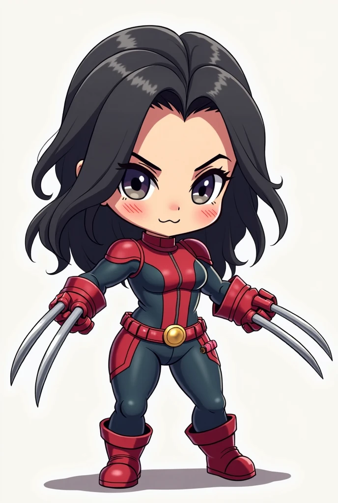 x-23 (Wolverine, Laura Kinney) chibi drawing two claws on each hand 