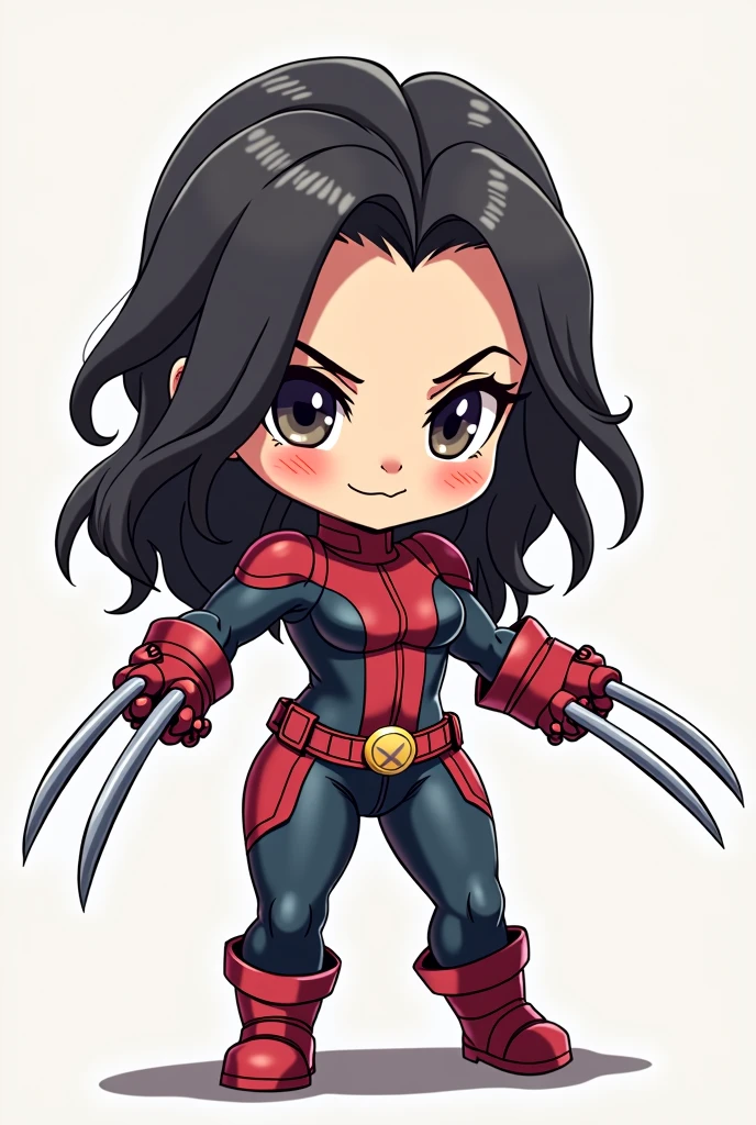 x-23 (Wolverine, Laura Kinney) chibi drawing two claws on each hand