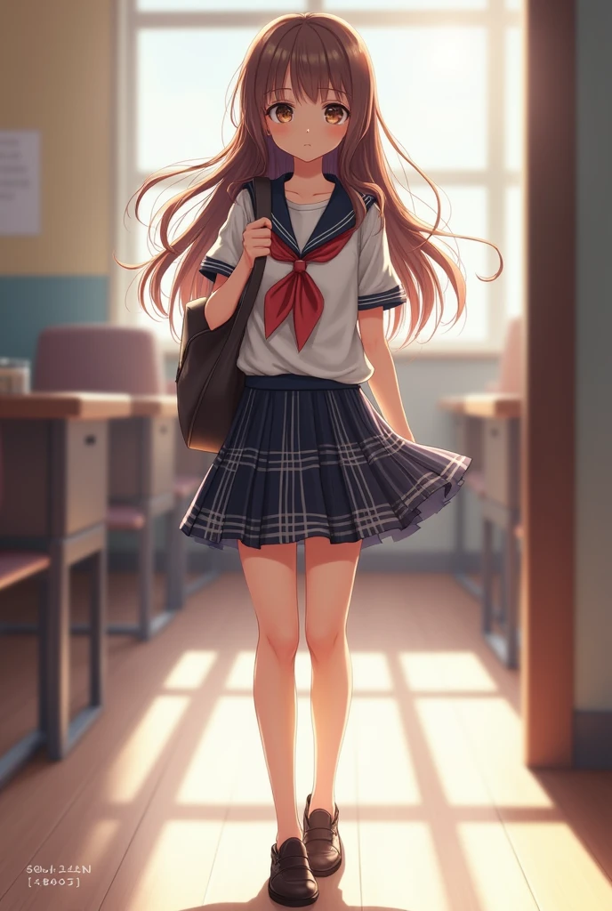 Girl of 13 to with school skirt