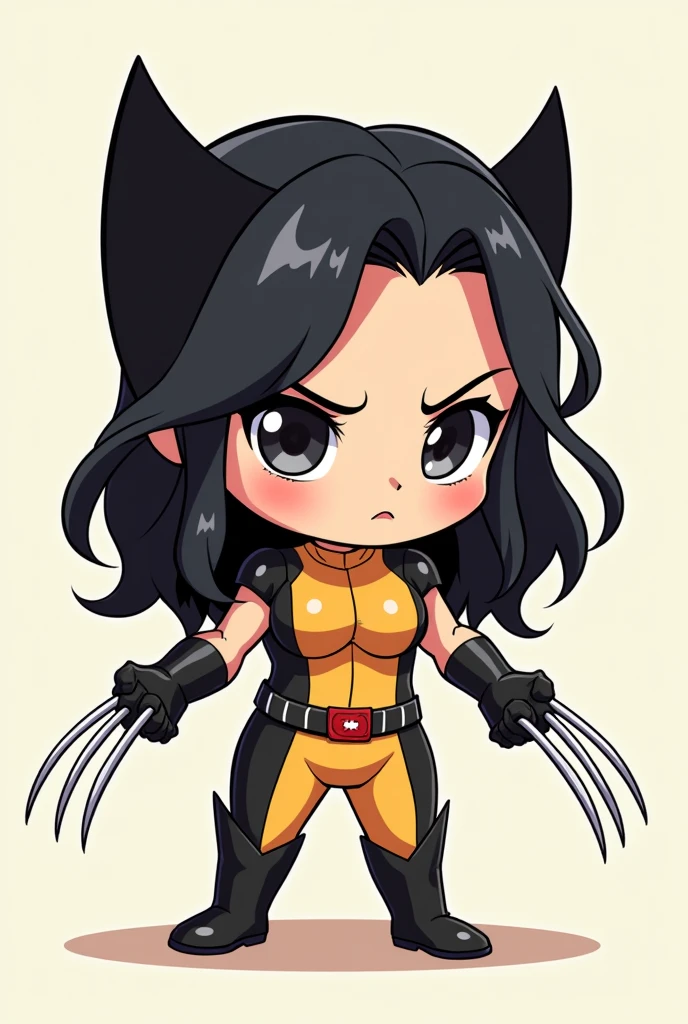 x-23 (Wolverine, Laura Kinney) chibi drawing two claws on each hand