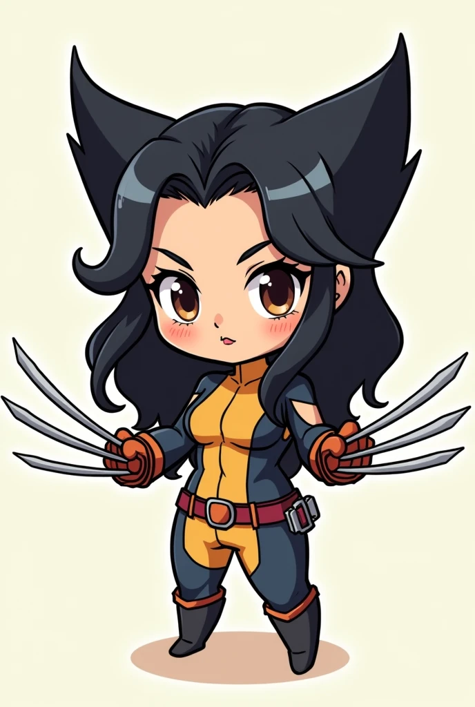 x-23 (Wolverine, Laura Kinney) chibi drawing two claws on each hand