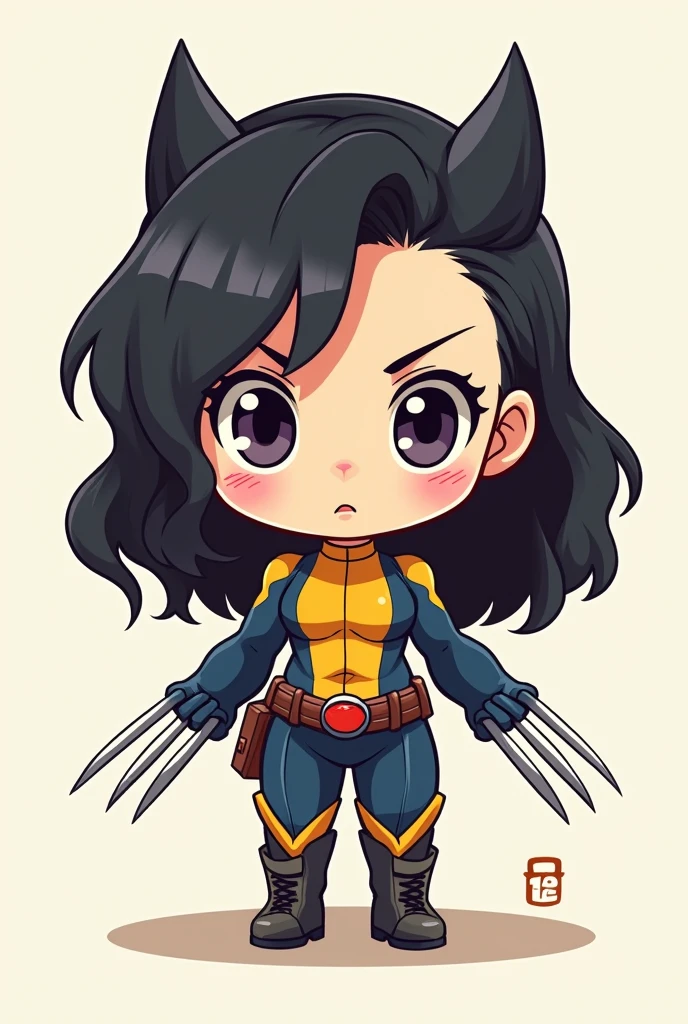x-23 (Wolverine, Laura Kinney) chibi drawing two claws on each hand 
