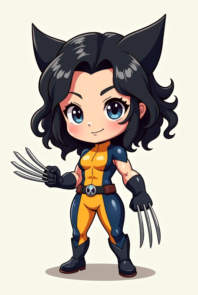 x-23 (Wolverine, Laura Kinney) chibi drawing two claws on each hand
