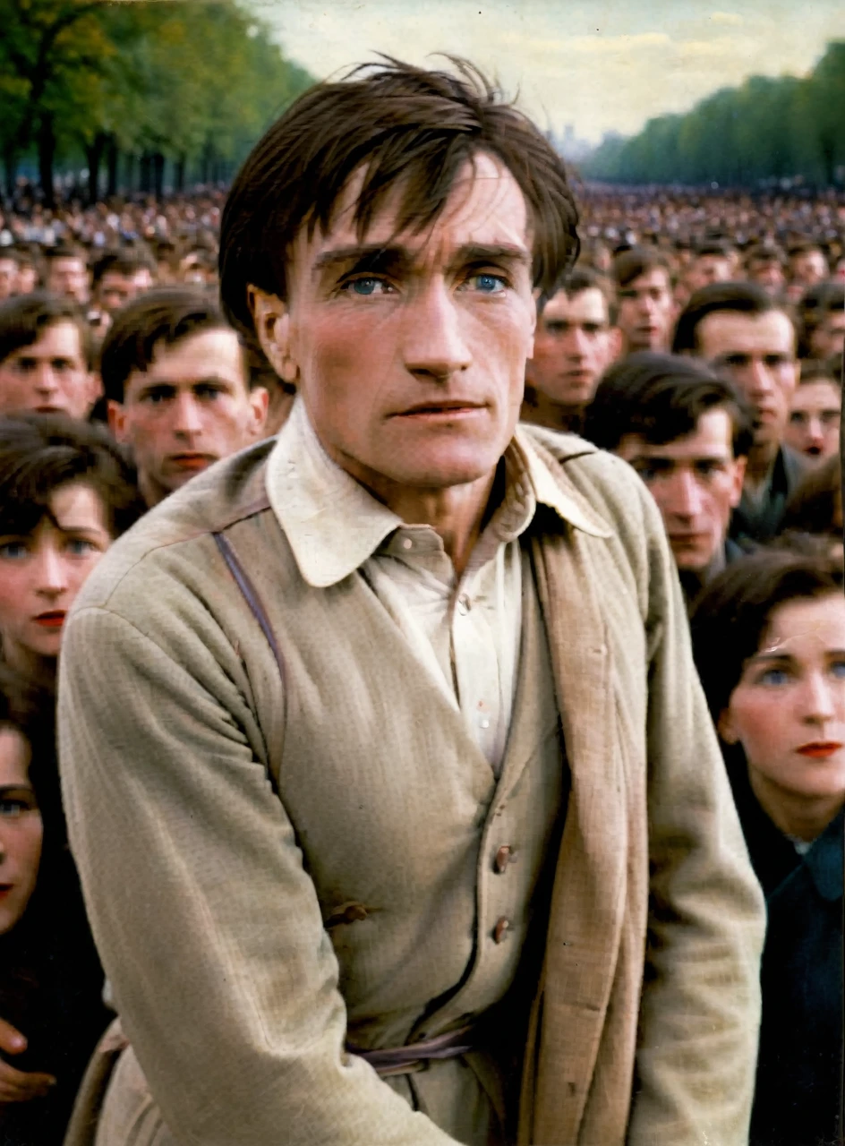 Paris in the 1920s、Full-length oil portrait of Artaud addressing a crowd in a park, 