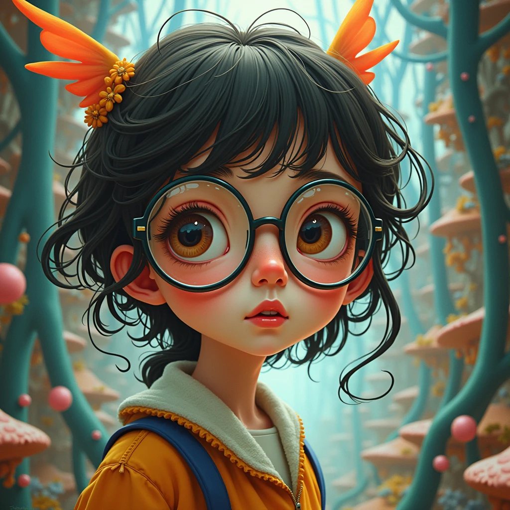 (LilyPichuTI:0.9), Glasses,, Absurd, ultra detailed, masterpiece, Highest quality, beautiful, detailed,Girl、student、School