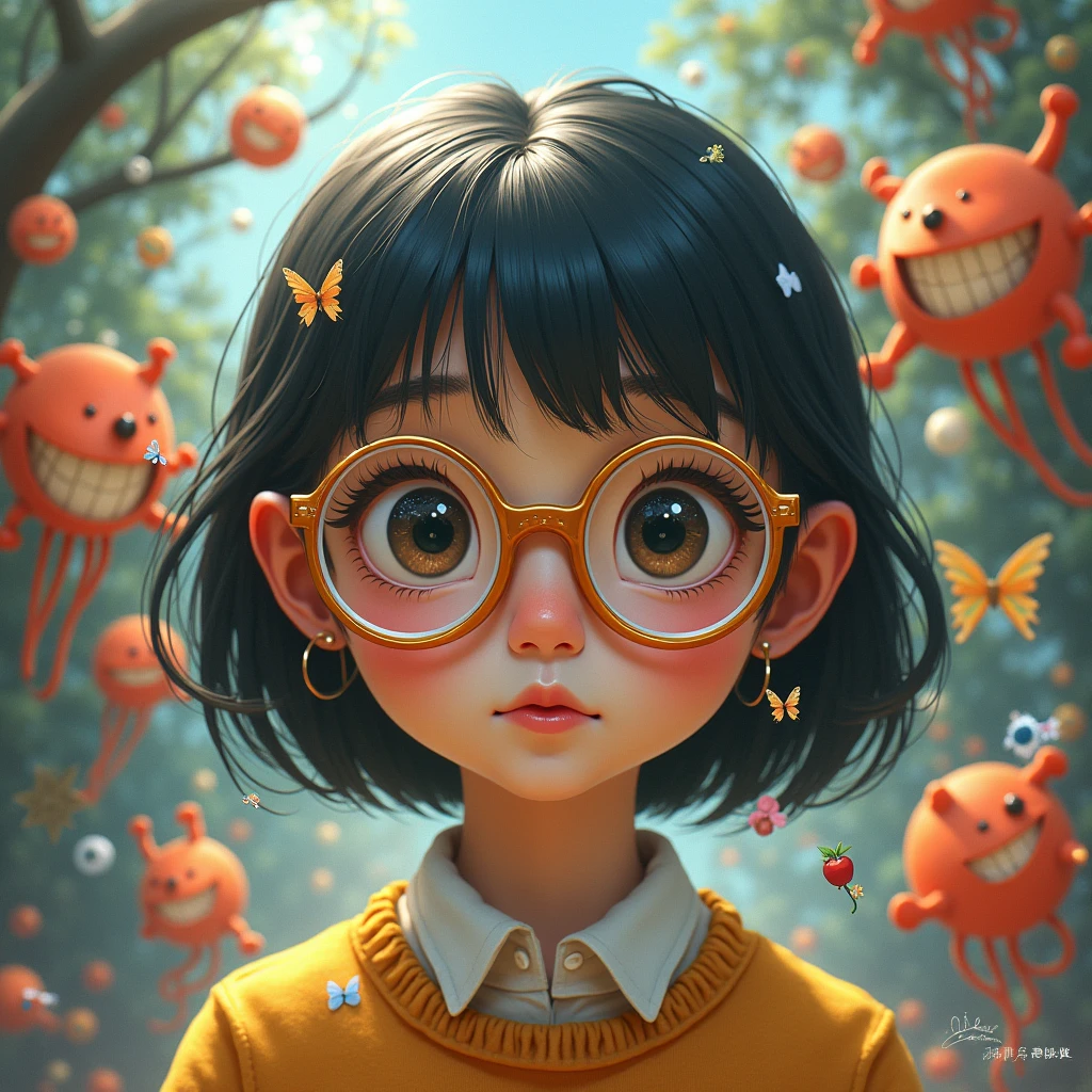 (LilyPichuTI:0.9), Glasses,, Absurd, ultra detailed, masterpiece, Highest quality, beautiful, detailed,Girl、student、School