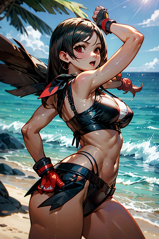 Tifa in a Pokémon world, in bikini and a pokemon