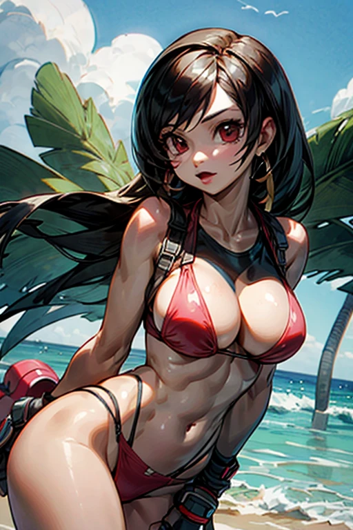 Tifa in a Pokémon world, in bikini and a pokemon