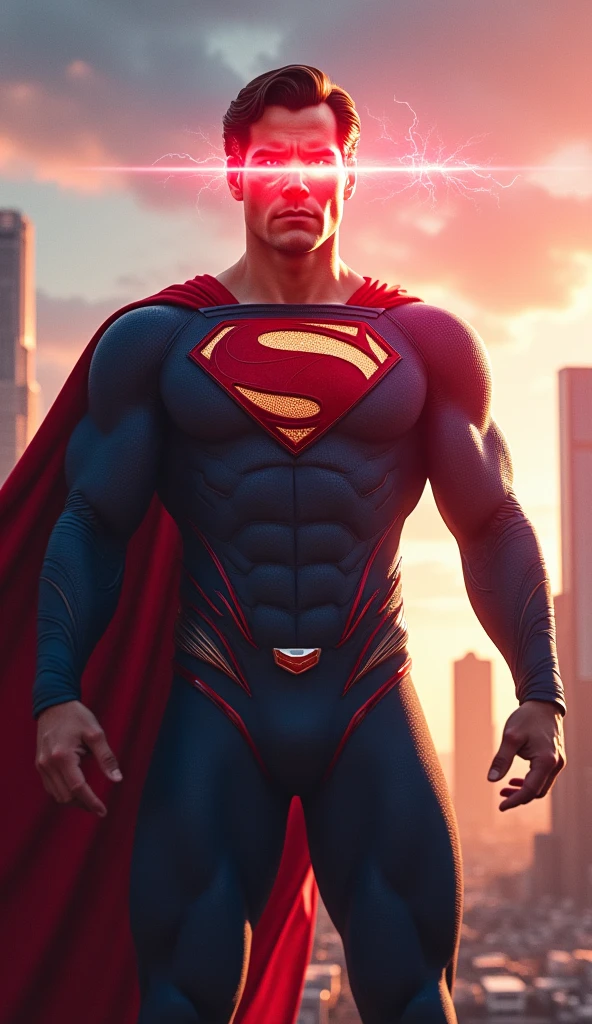 Superman uses his vision to send red rays out of his eyes.