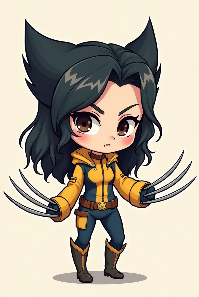 x-23 (Wolverine, Laura Kinney) chibi drawing two claws on each hand