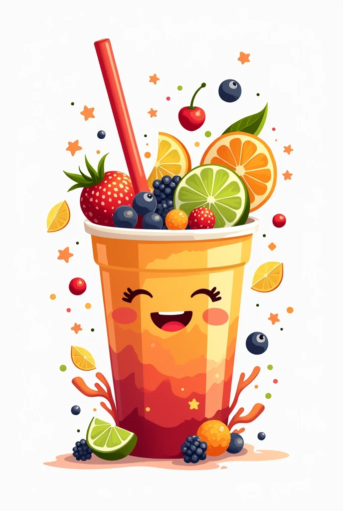 Make me a logo for my Fruit tea drinks store  named "Sideway Chill" include a Plastic cup with straw in the design with lively creative fruits design
