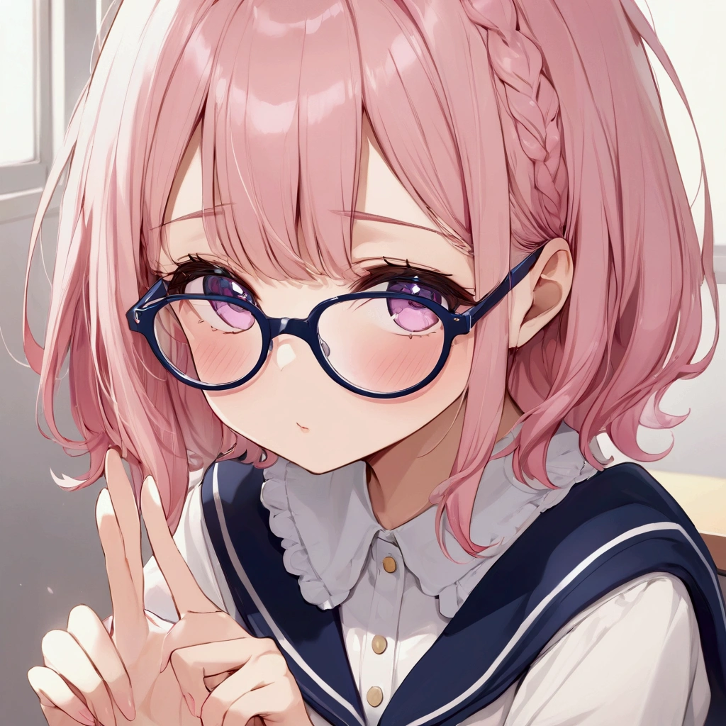 (LilyPichuTI:0.9), Glasses,, Absurd, ultra detailed, masterpiece, Highest quality, beautiful, detailed,Girl、student、School