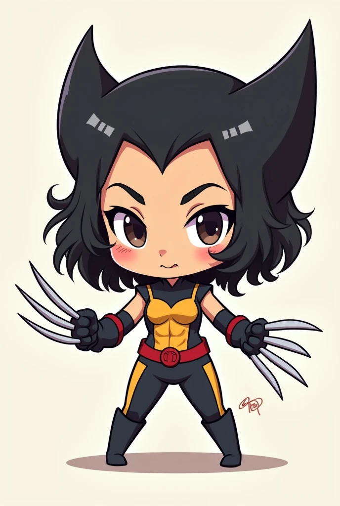 x-23 (Wolverine, Laura Kinney) chibi drawing two claws on each hand