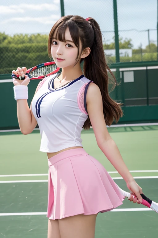 cute､high school girl､Idol､Tennis Wear､mini skirt､See-through､Fluttering in the wind