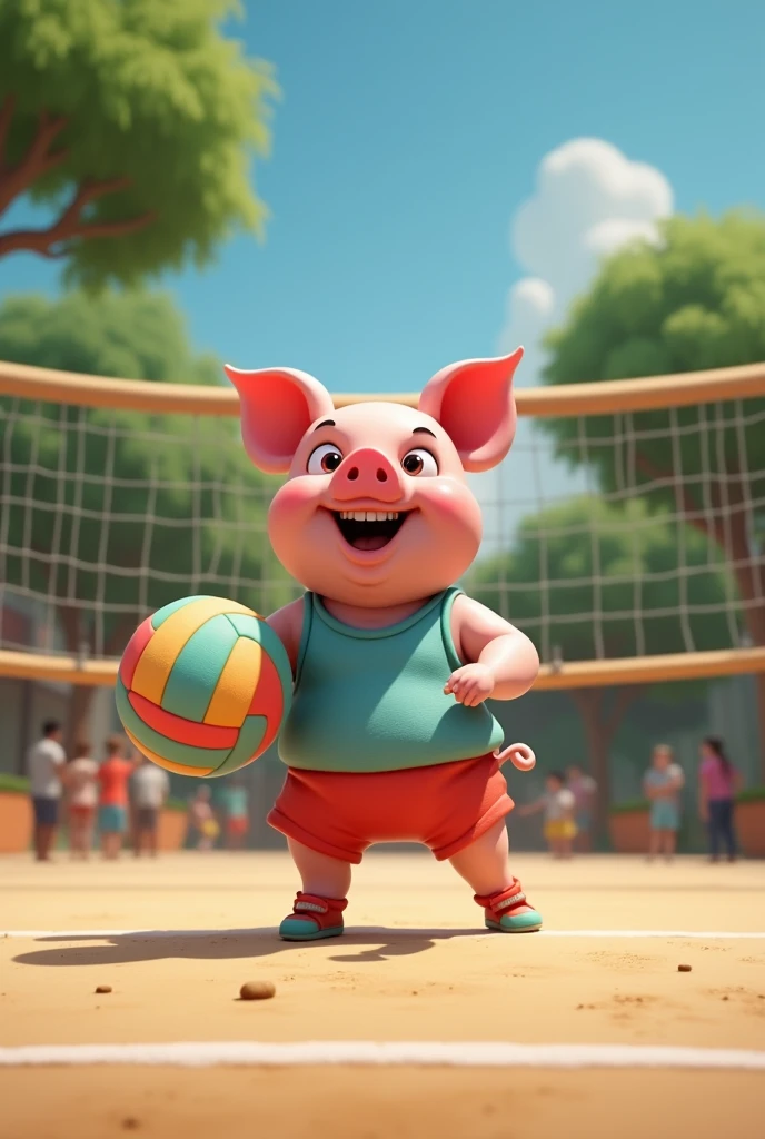 pig playing vollyball