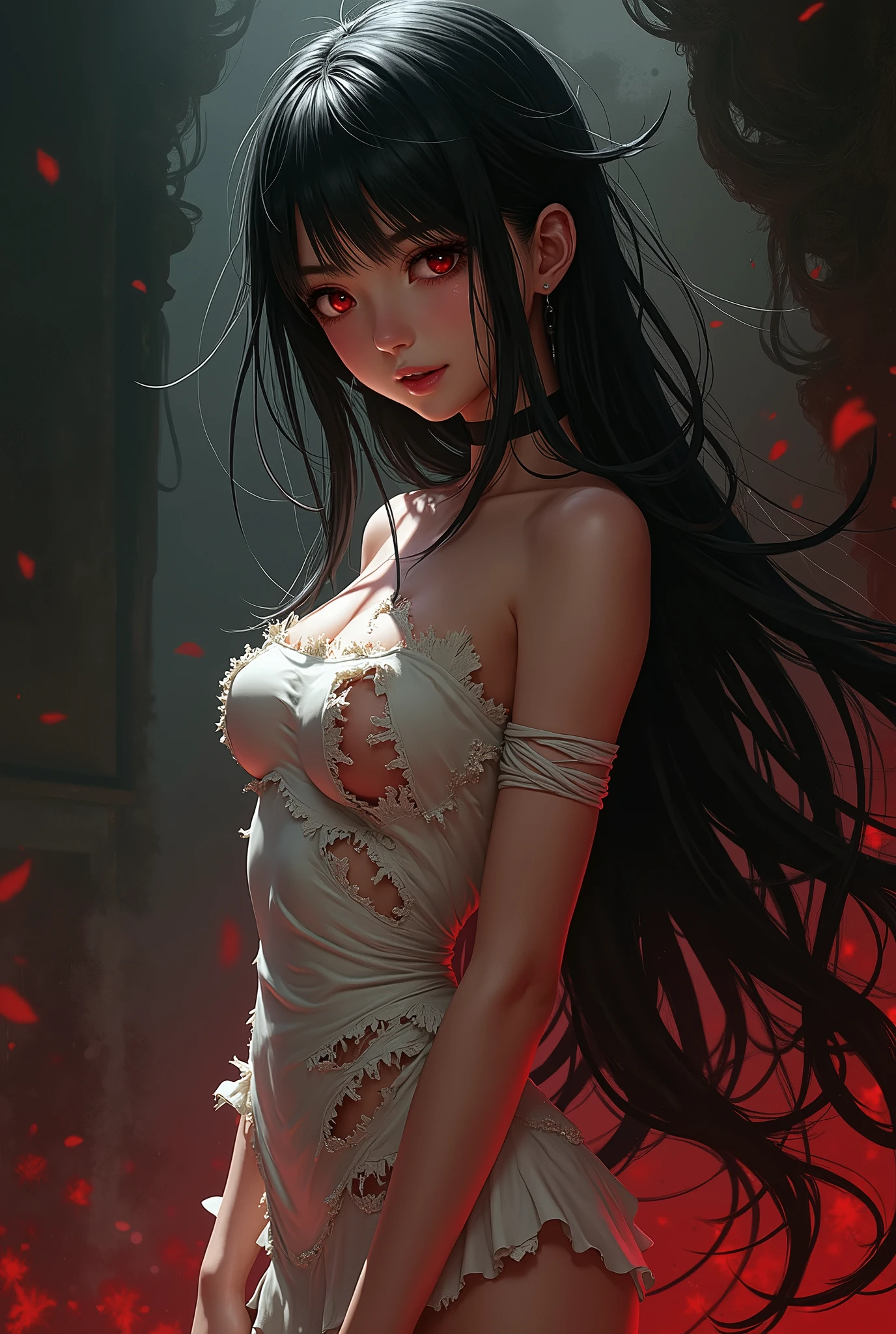 Hot nezuko from demon slayer with tight torn dress