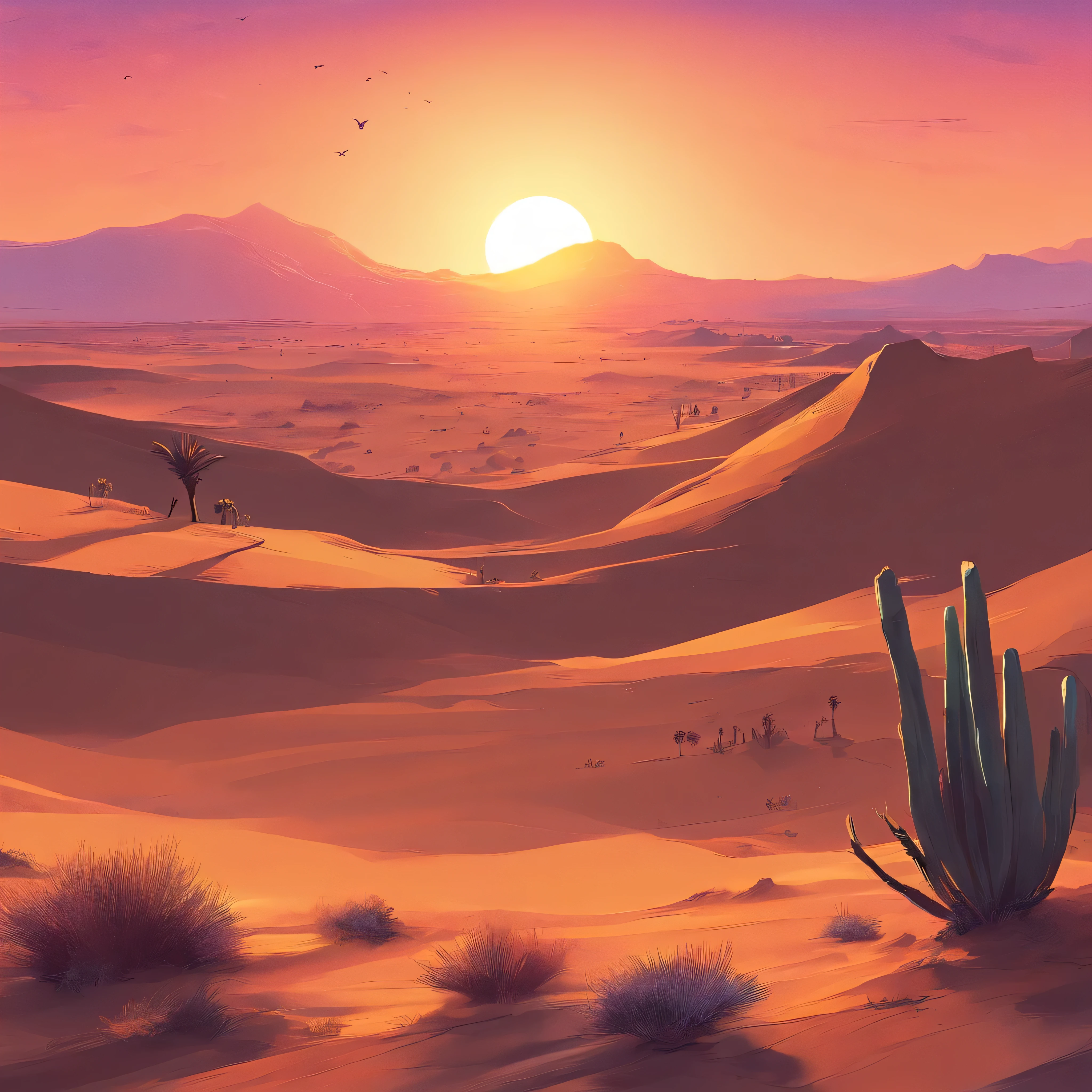 Beautiful sunrise, beautiful morning, nature, desert