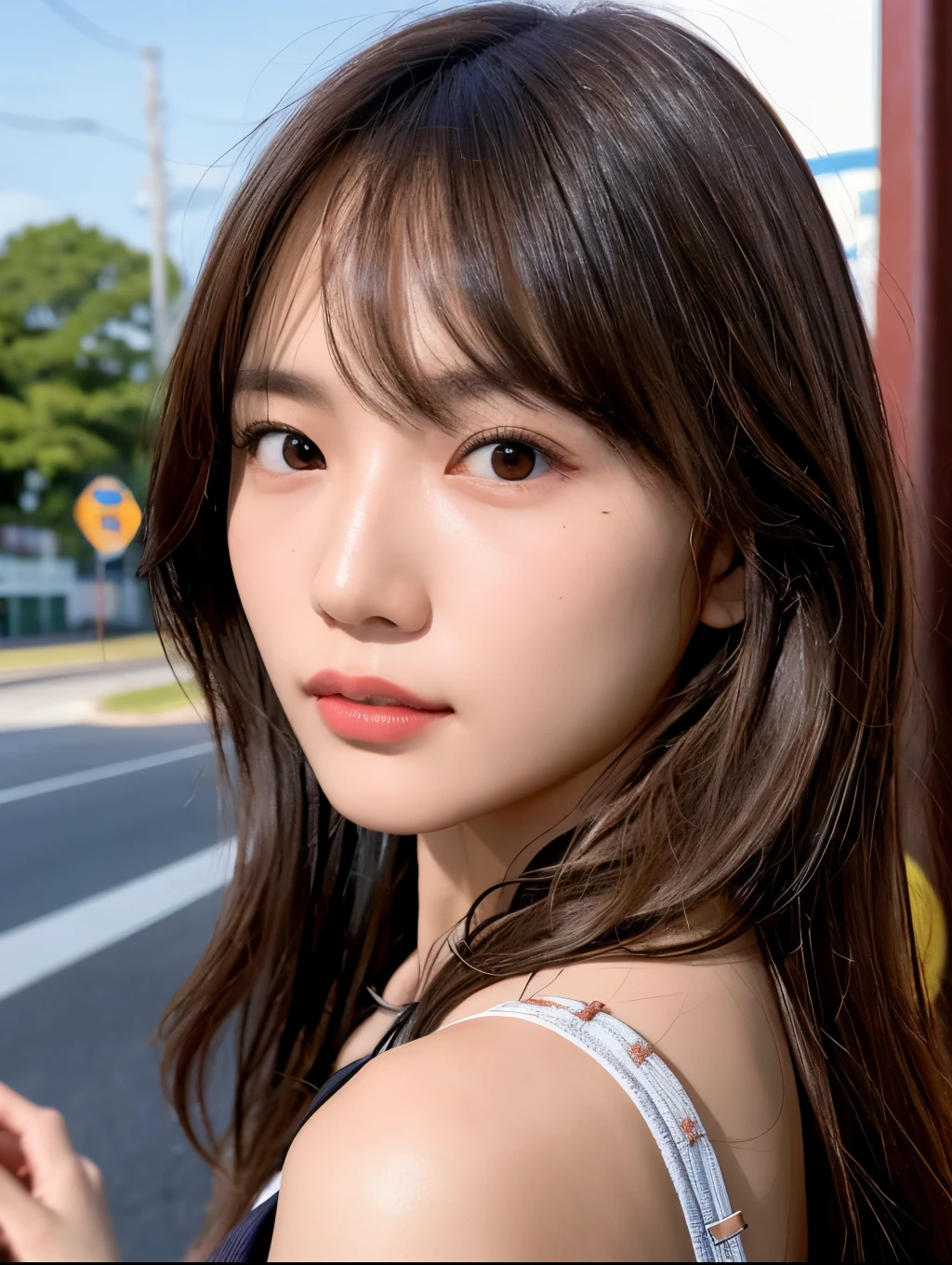 Close-up, masterpiece, Highest quality, Raw photo, Photorealistic, beautiful, cute, Wavy Hair、 Depth of written boundary, High resolution, Ultra-detailed, In detail, Very detailed, Very detailed目と顔, Sharp pupils, Realistic students, Sharp focus, Cinema Lighting、black bikini sexy bikini、Beach、summer、profile、profile、Full Body Lesbian、The Sunset Sun