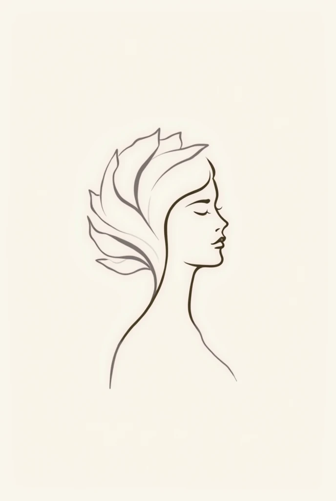 Make a female logo&#39;Small petals and profile silhouette, Not so extensive、No coloring
