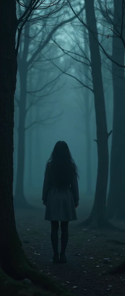 stalker, fullbody, Masterpiece, best quality, (highly detailed CG unity 8k wallpaper), (best quality), (best illustration), (best shadows), highly detailed((best quality)), ((masterpiece)), (detailed),masterpiece, best quality, fullbody, photorealistic, stunning innocent symmetry face, emotional, cute age girl in the distant, fullbody, detailed face, beautiful detailed eyes, stalking a girl throughout a forest,terrified, terrifying dark and creepy night,stalking in the distant, secluded