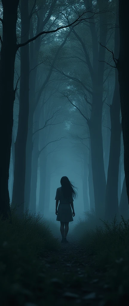 stalker, fullbody, Masterpiece, best quality, (highly detailed CG unity 8k wallpaper), (best quality), (best illustration), (best shadows), highly detailed((best quality)), ((masterpiece)), (detailed),masterpiece, best quality, fullbody, photorealistic, stunning innocent symmetry face, emotional, cute teenage girl in the distant, fullbody, detailed face, beautiful detailed eyes, stalking a girl throughout a forest,terrified, terrifying dark and creepy night,stalking in the distant, secluded