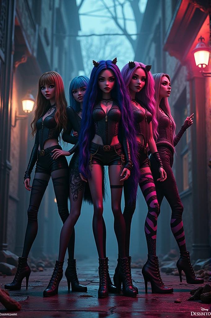 Create the image of monster high with evil descendants in toy