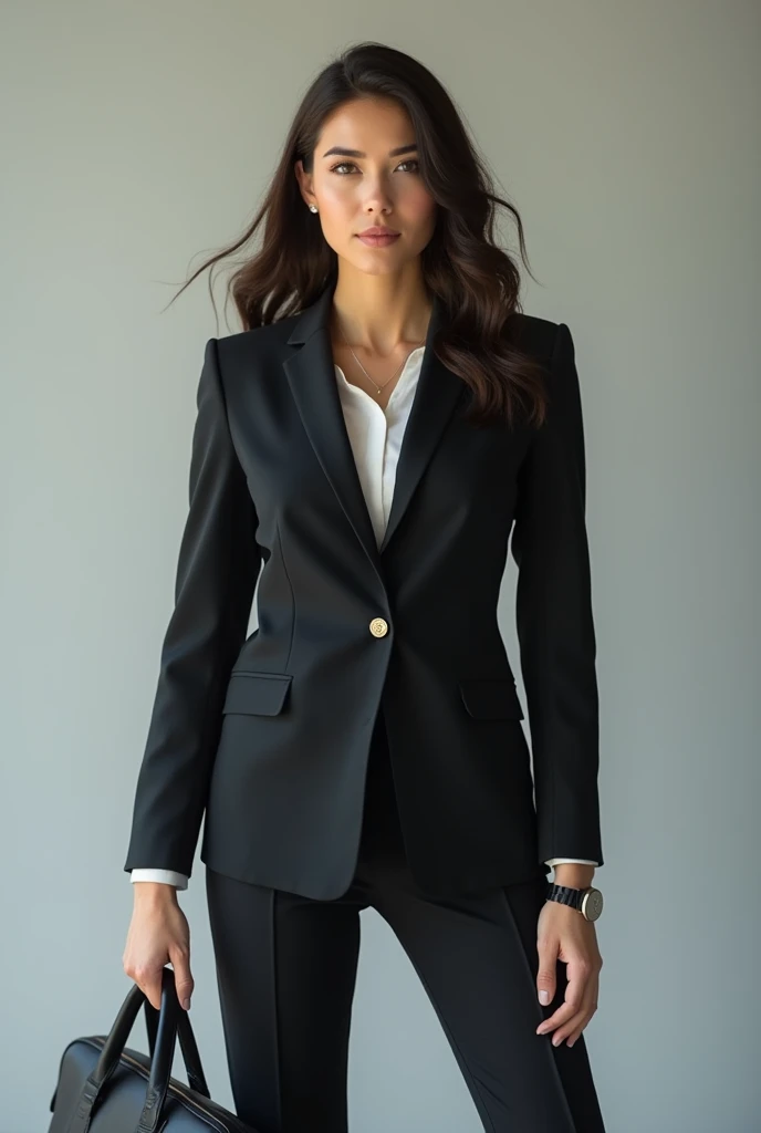 Full body of a woman in a suit