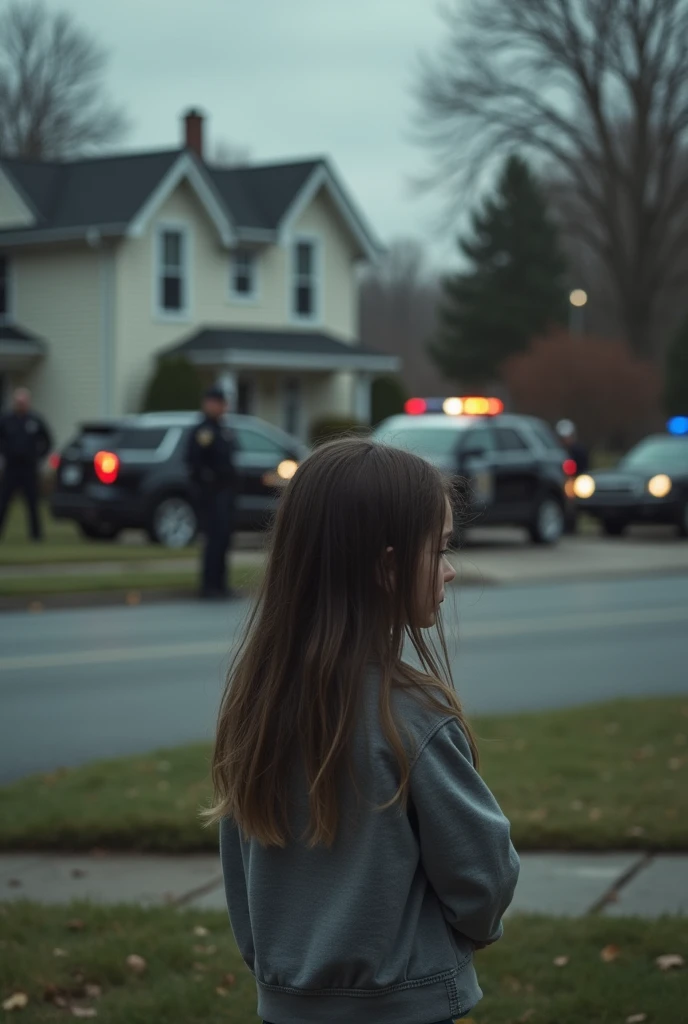 girl watching her father get arrested outside their house
