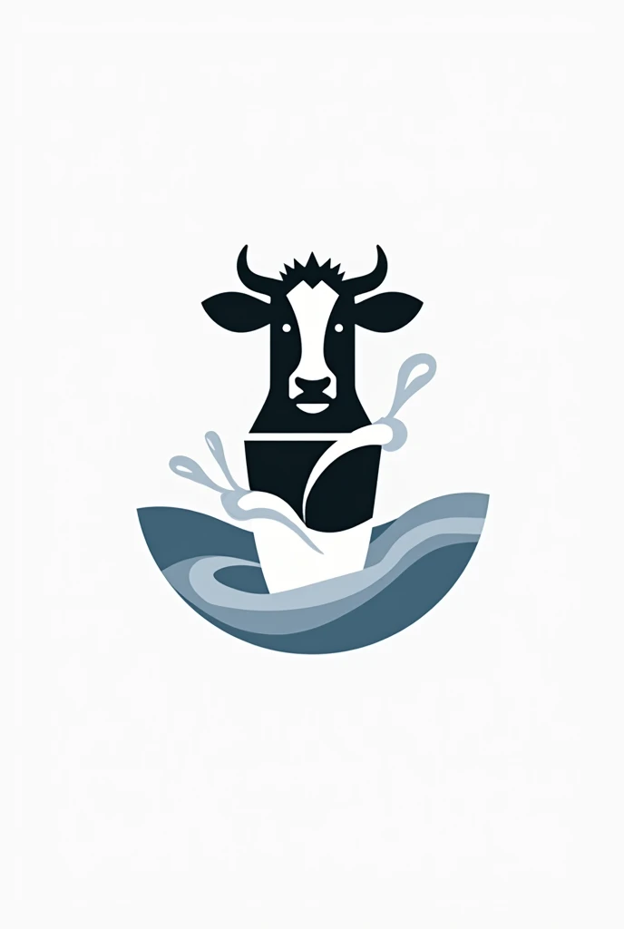 We need you too create a company logo for a milk company Name: instant milk. You have to use a cow, milk and a glass to design the logo Colors: black and white, with a little blue.