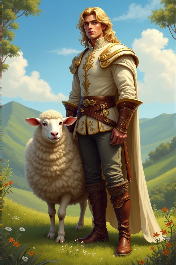 Handsome prince with a sheep