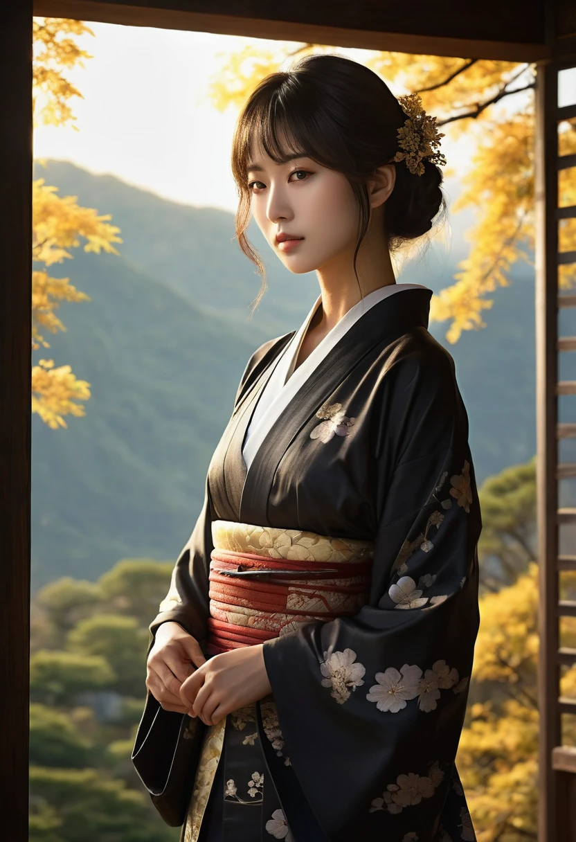 Akechi, the black kimono-clad lady idol genius, stands once again in an ancient shrine bathed in the warm light of the setting sun. Clutching the amulet to his chest, he has a look of gratitude and peace on his face. The shrine and the surrounding landscape are peaceful, and the gentle sunlight shining through the clouds symbolizes a new beginning. The composition captures both the growth of the lady idol genius Akechi and the serene beauty of his village, now at peace. Fine Detail High Definition, 8k, Realistic, Ultra-Detailed, Dramatic Lighting, Soft Focus, Digital Illustration, Intense Expression, Strong Gaze, Intense Emotion, Complex Mechanics, Advanced Technology, Dark Background, Cinematic, High Contrast, Sullen, Strict, Atmosphere, (Best Picture Quality, 4k, 8k, High Definition Masterpiece: 1. 2), Ultra-Detailed, (Realistic, Graphic, Photorealistic: 1.37) -- No Glass

Translated with DeepL.com (free version)