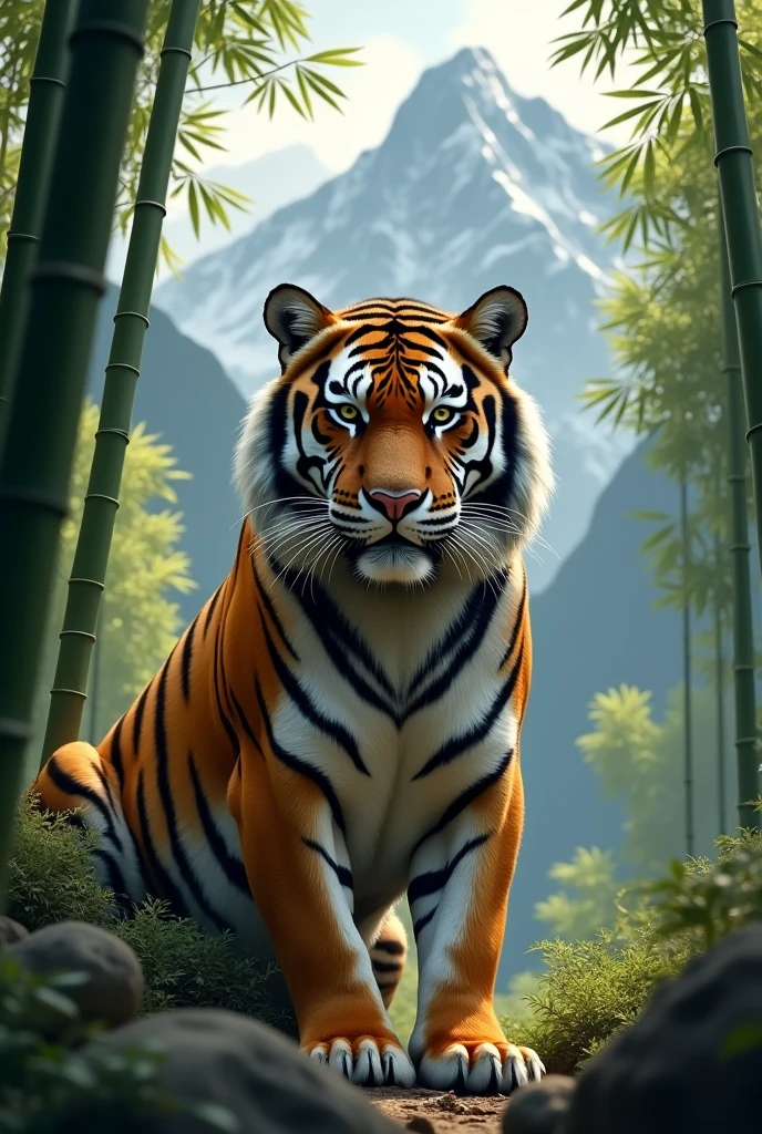 Tiger zoom, In the mountains, bamboo