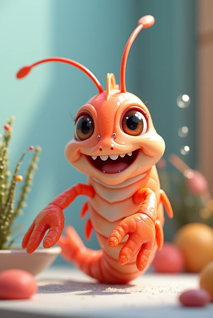 Cartoon shrimp but make it a little bit real