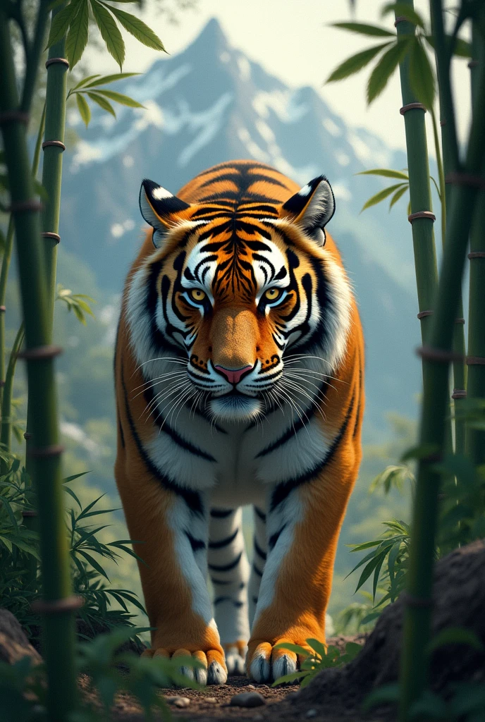 Tiger zoom, In the mountains, bamboo
