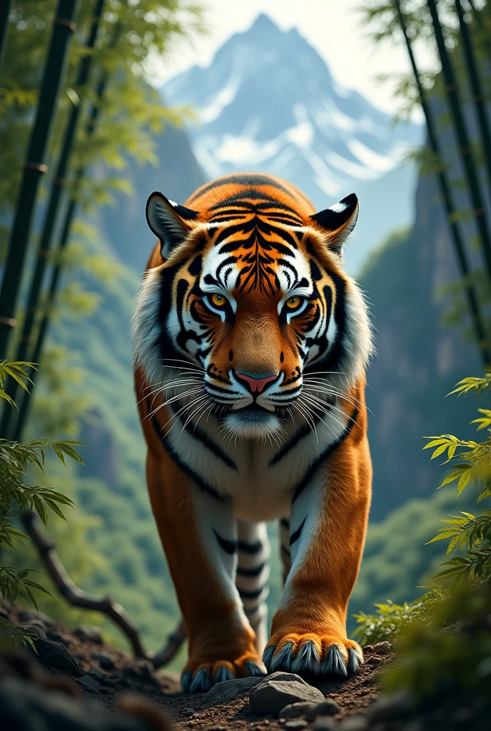 Tiger zoom, In the mountains, bamboo