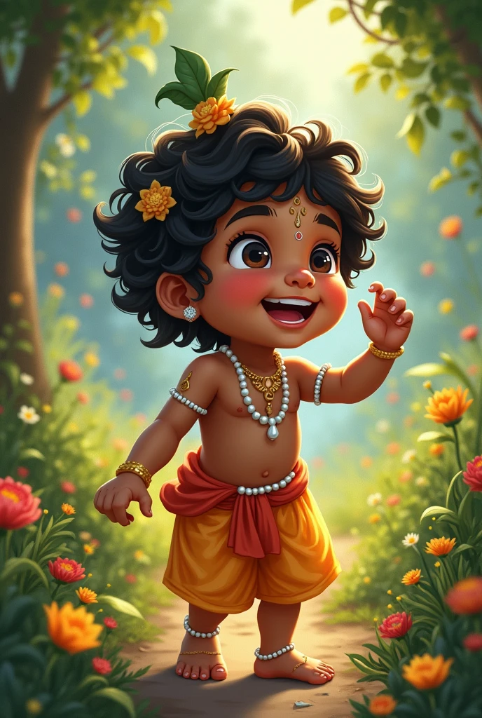 God Krishna childhood laughing 