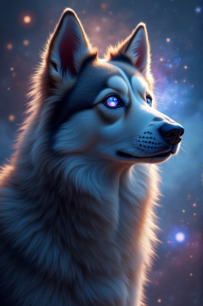 Dog with galactic eyes 