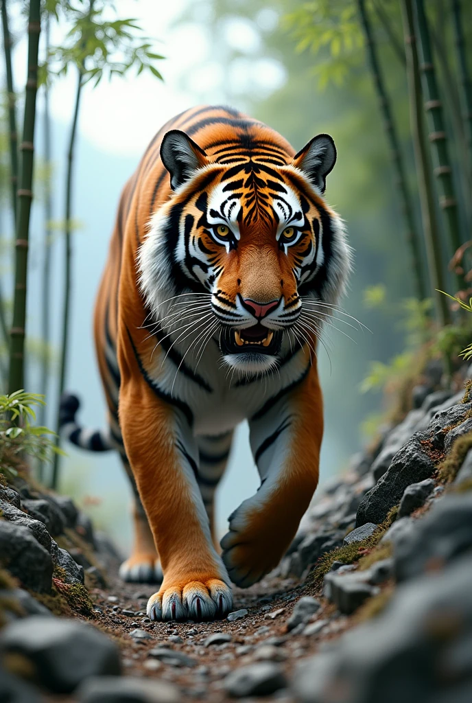 Baekdu Mountain Tiger, enlargement, In the mountains, bamboo