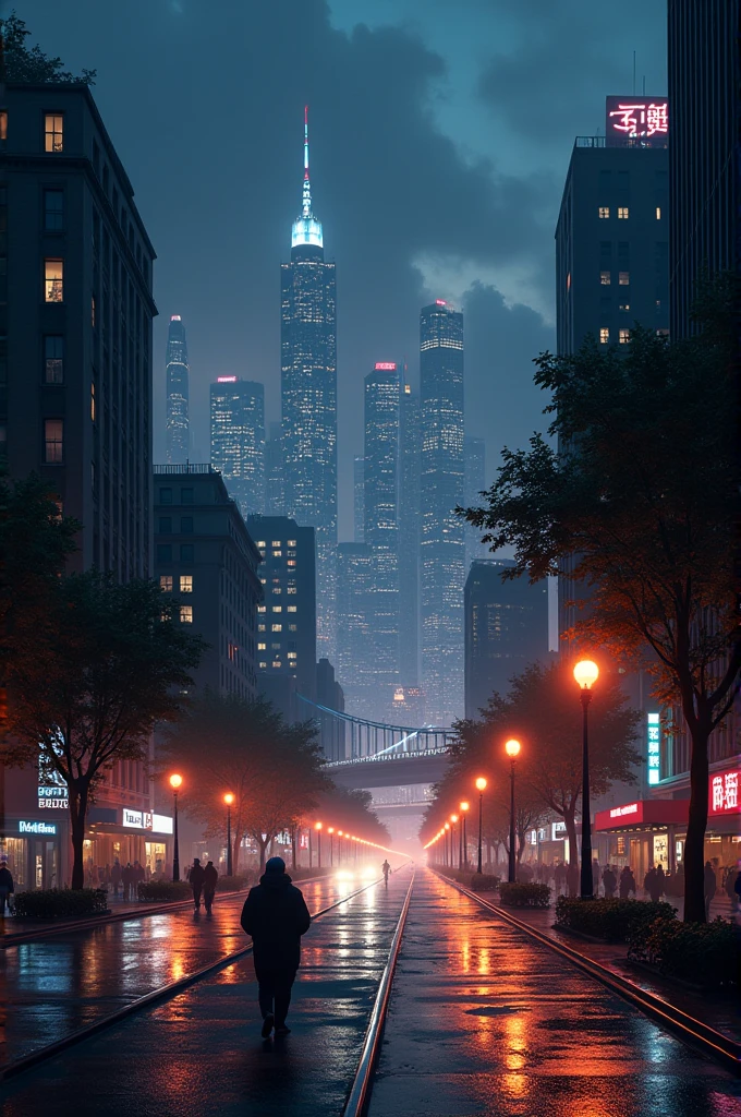 Un paisaje de noche de una ciudad 🏙️