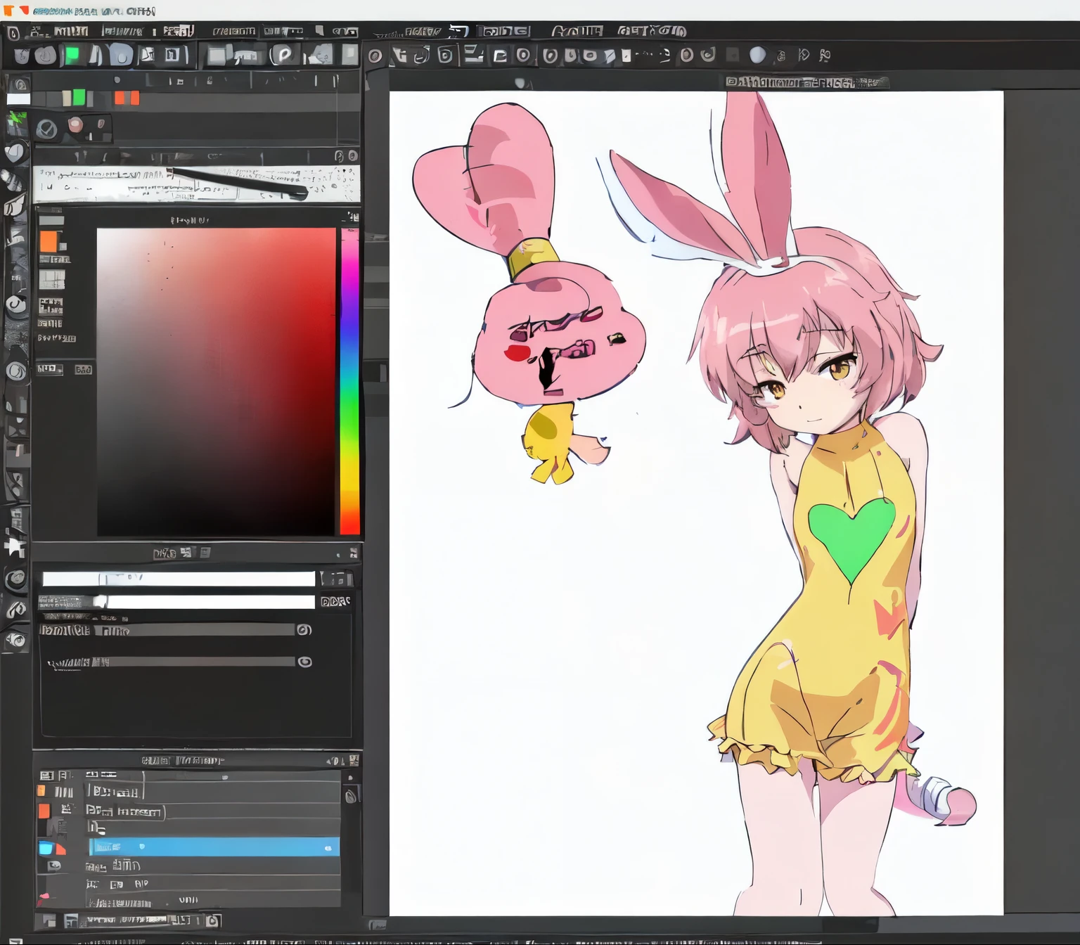 a close up of a cartoon character with a color picker, danbooru and artstation, paint tool sai, made in paint tool sai2, clip studio paint, medibang, painttool sai, painttoolsai, flat anime style shading, krita, paint tool sai!! blue, painted in anime painter studio, anime painter studio