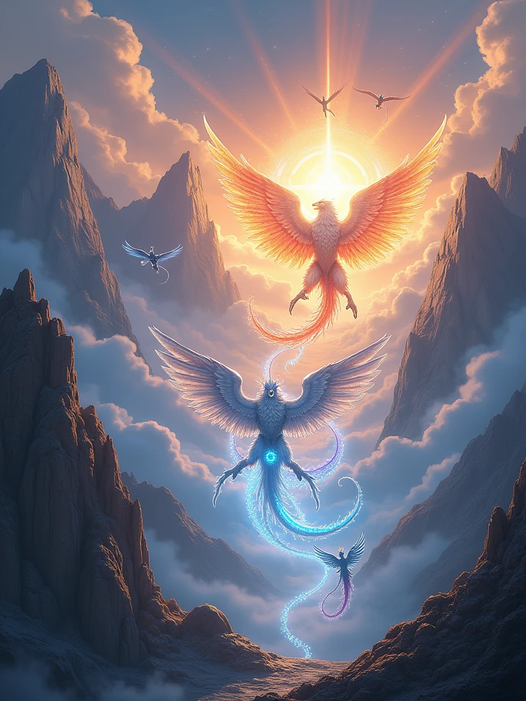 A holy and divine themed image banner in landscape for war alliance featuring mythical creatures