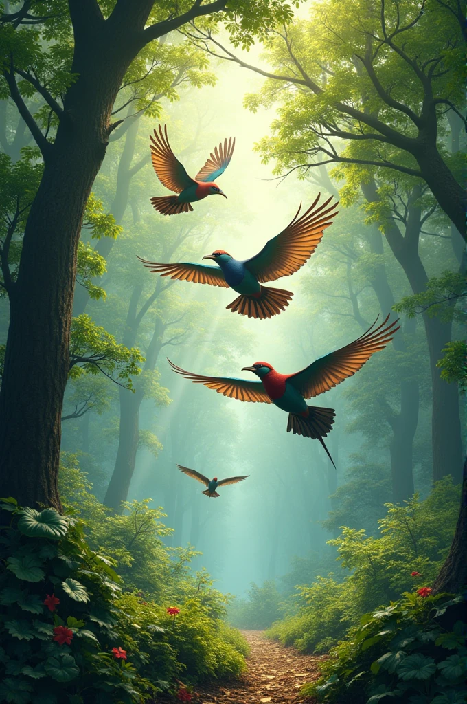 Birds in the forest (4k hd)